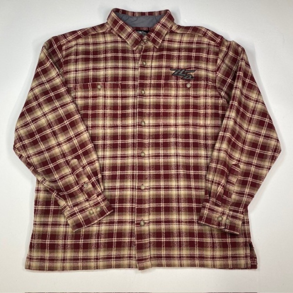 Harley Davidson Mens Flannel Shirt Long Sleeve‎ Plaid Embroidered Logo Size XL